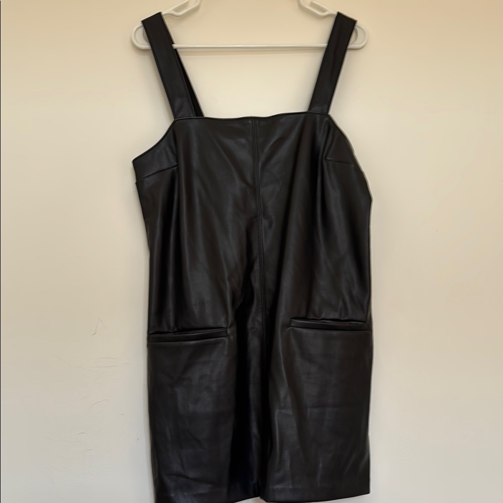 Black Leather Pinafore Dress